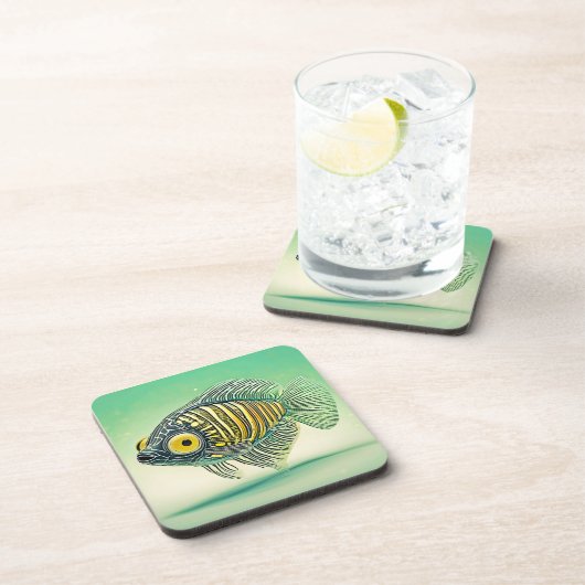 Stilvolle Fischkunst Getränkeuntersetzer (Rechte Seite)