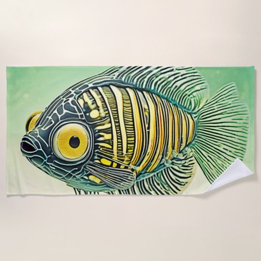 Stilvolle Fischkunst Strandtuch (Vorderseite)