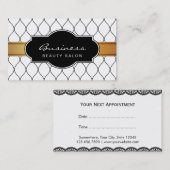 Stilvolle Fishnet Lace Beauty Salon Ernennung Terminkarte (Vorne/Hinten)