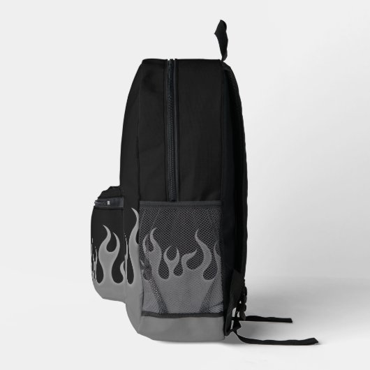 Stilvolle Flammenfeuer Schwarz Grau Bedruckter Rucksack (Rechts)