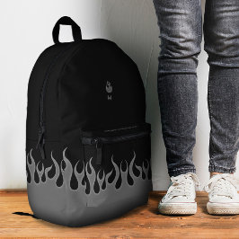 Stilvolle Flammenfeuer Schwarz Grau Bedruckter Rucksack