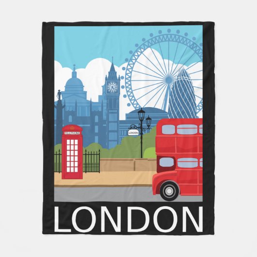 STILVOLLE Fleecedecke London-Illustration (Vorderseite)