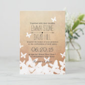 Stilvolle fliegende Schmetterlinge, neutrale Hochz Einladung (Stehend Vorderseite)