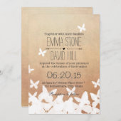 Stilvolle fliegende Schmetterlinge, neutrale Hochz Einladung (Vorne/Hinten)