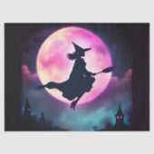 Stilvolle Fliegerhexe im lila Himmel Seidenpapier (Vorderseite)