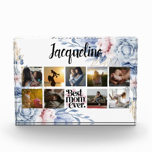 Stilvolle Floral Beste Mama je Foto Collage (Vorderseite)