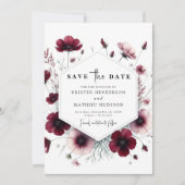 Stilvolle floral Burgundy Wedding Save The Date (Vorderseite)