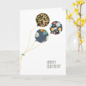 Stilvolle Floral Happy Birthday Balloons Karte (Gelbe Blume)