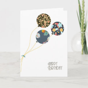 Stilvolle Floral Happy Birthday Balloons Karte