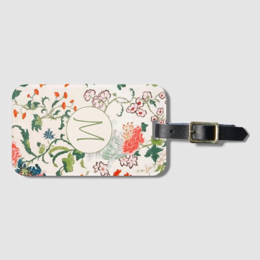 Stilvolle Floral Monogram Gepäckanhänger (Vorderseite (Horizontal))