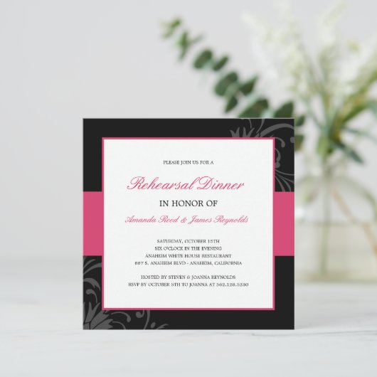 Stilvolle Floral Probe Einladung (Rosa) (Stehend Vorderseite)