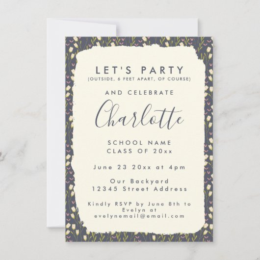 Stilvolle Floral Simple Custom Graduation Party Einladung (Vorderseite)