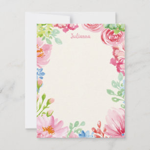 Stilvolle florale Wasserfarbenmalerei personalisie Mitteilungskarte