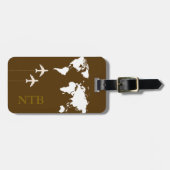 Stilvolle Flugreise Mit Monogramm Brown Gepäckanhänger (Vorderseite horizontal)