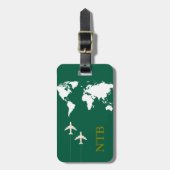 Stilvolle Flugreise Mit Monogramm Jäger grün Gepäckanhänger (Vorderseite vertikal)