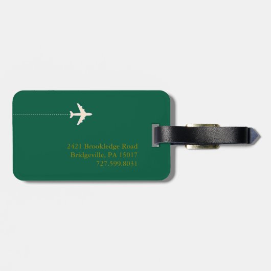 Stilvolle Flugreise Mit Monogramm Jäger grün Gepäckanhänger (Rückseite horizontal)