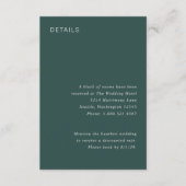 Stilvolle Forest Green Minimalistisch Wedding Begleitkarte (Vorderseite)