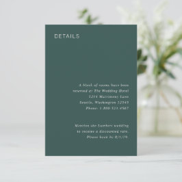 Stilvolle Forest Green Minimalistisch Wedding Begleitkarte