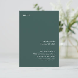 Stilvolle Forest Green Minimalistisch Wedding RSVP Karte