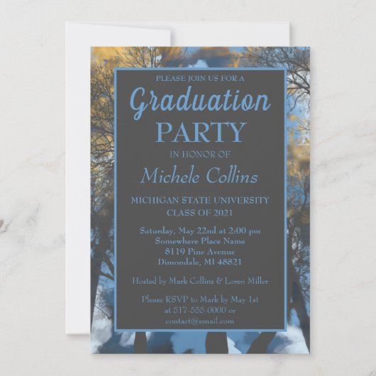 Stilvolle Forest Sunset Party Einladung (Vorderseite)