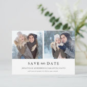 Stilvolle Foto Collage Budget Rettete unser Datum Save The Date (Stehend Vorderseite)