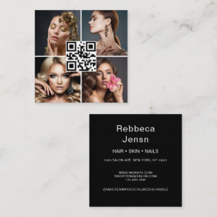 Stilvolle Foto Collage Chic Make-up Künstler qr Co Quadratische Visitenkarte