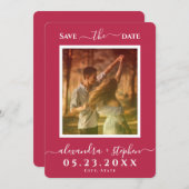 Stilvolle Foto Hand Lettering Minimalistisch Magen Save The Date (Vorne/Hinten)