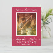 Stilvolle Foto Hand Lettering Minimalistisch Magen Save The Date (Stehend Vorderseite)