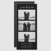 Stilvolle Foto Strip Black Magnetic Wedding Magnetkarte (Vorne/Hinten)
