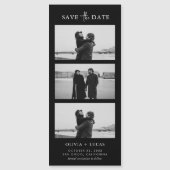 Stilvolle Foto Strip Black Magnetic Wedding Magnetkarte (Vorderseite)