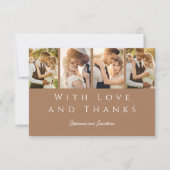 Stilvolle Foto Strip Modern Mocha Hochzeit Dankeskarte (Vorderseite)