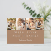 Stilvolle Foto Strip Modern Mocha Hochzeit Dankeskarte (Stehend Vorderseite)