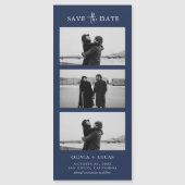 Stilvolle Foto Strip Navy Blue Magnetic Wedding Magnetkarte (Vorderseite)