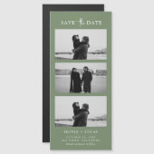 Stilvolle Foto Strip Sage Green Magnetic Wedding Magnetkarte (Vorne/Hinten)