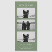 Stilvolle Foto Strip Sage Green Magnetic Wedding Magnetkarte (Vorderseite)