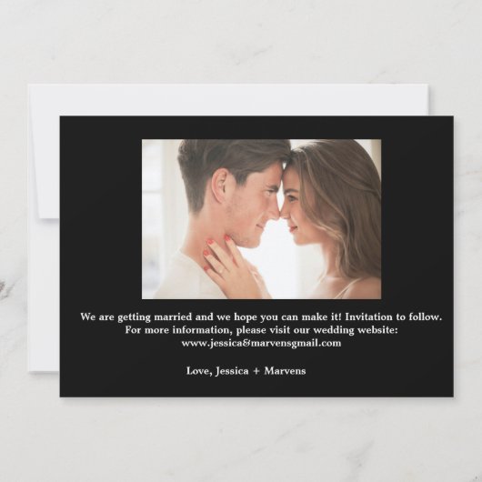 Stilvolle Foto Wildblume Save the Date schwarz Einladung (Rückseite)