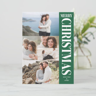 Stilvolle Fotocollage Grün Weiß Frohe Weihnachten