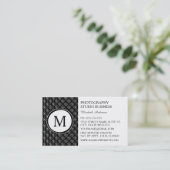 Stilvolle Fotograf Schwarz-weiß Hearts Monogram Visitenkarte (Stehend Vorderseite)