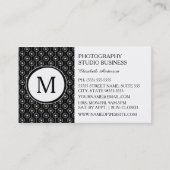 Stilvolle Fotograf Schwarz-weiß Hearts Monogram Visitenkarte (Vorderseite)