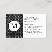 Stilvolle Fotograf Schwarz-weiß Hearts Monogram Visitenkarte (Vorderseite)