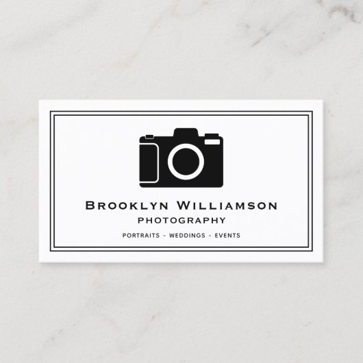 Stilvolle Fotografie-Kamera Freelance Visitenkarte (Vorderseite)