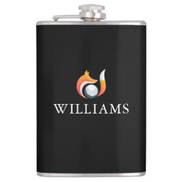 Stilvolle Fox- und Golf-Ball-Personalisierter Name Flachmann
