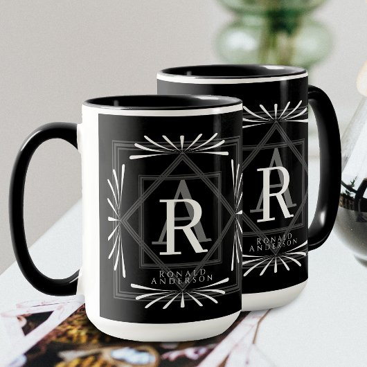 Stilvolle Frame Black Monogram Tasse