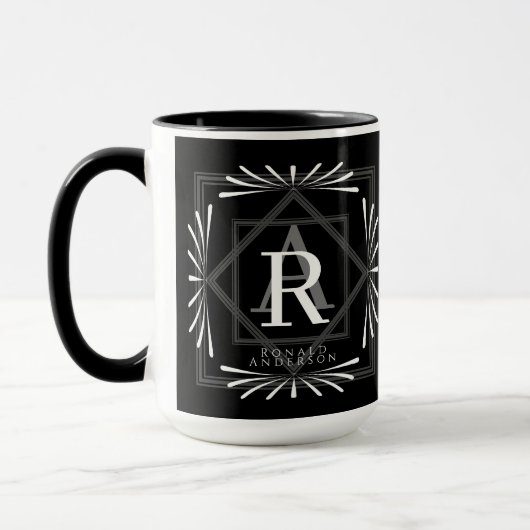 Stilvolle Frame Black Monogram Tasse (Links)