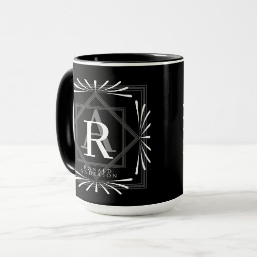 Stilvolle Frame Black Monogram Tasse (Vorderseite Links)