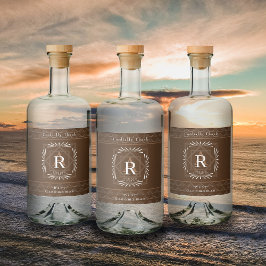 Stilvolle Frame Brown Monogram Alkoholflaschenetikett