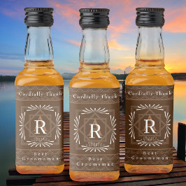 Stilvolle Frame Brown Monogram Alkoholflaschenetikett