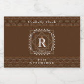 Stilvolle Frame Brown Monogram Alkoholflaschenetikett (Einzelnes Label)