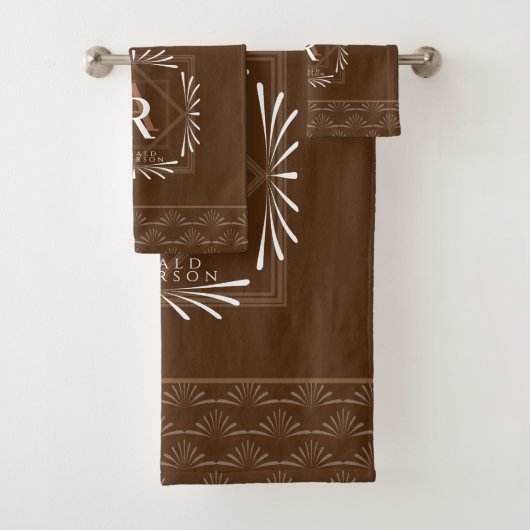 Stilvolle Frame Brown Monogram Badhandtuch Set (Insitu)