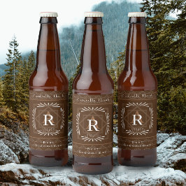 Stilvolle Frame Brown Monogram Bierflaschenetikett